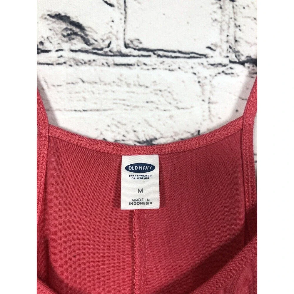 Old Navy Women Cami Dress Elastic Waist Strappy Coral Pink Orange Size M